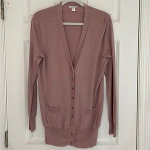 Pink/mauve lightweight button front cardigan